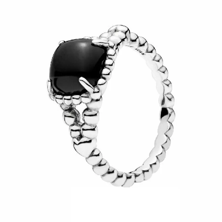 Trang sức Nhẫn - Nhẫn Nữ Pandora Vibrant Spirit Ring With Cabochon Black Crystal 197188NCK Màu Bạc Đen Size 56 - Vua Hàng Hiệu