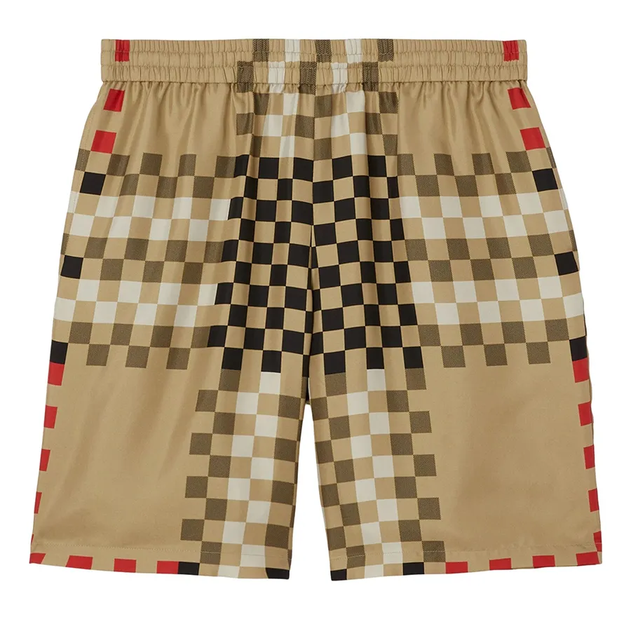 Quần Short Nam Burberry Pixel Print Check Swim Beige Màu Be Kẻ Size XS