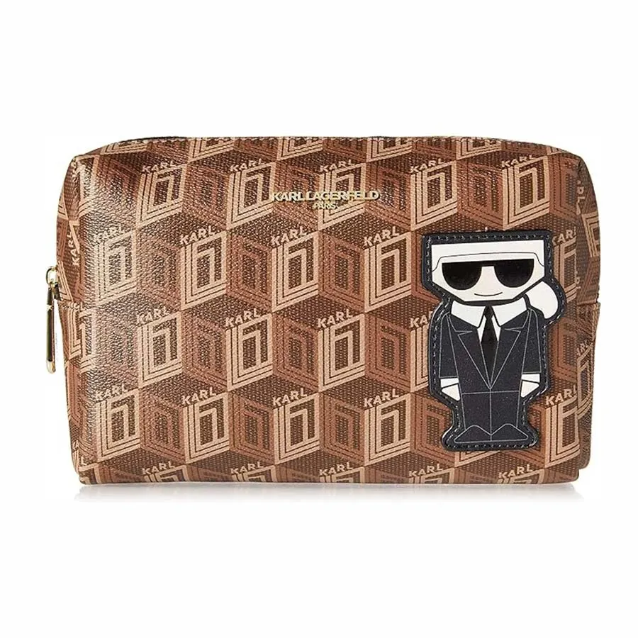 Túi xách Túi cầm tay - Túi Cầm Tay Karl Lagerfeld Paris Maybelle SLG LH2RJ1AV Cosmetic Bag Màu Nâu - Vua Hàng Hiệu