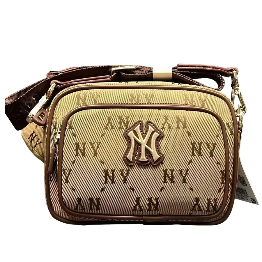 Túi xách MLB - Túi Đeo Chéo Nữ MLB Monogram Jacquard New York Yankees 7ACRMDA4- 50BGS Màu Nâu Be - Vua Hàng Hiệu