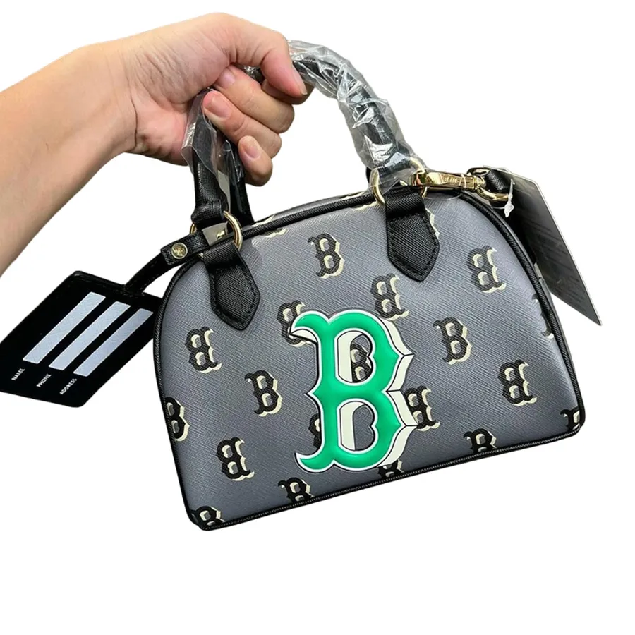 Túi Xách Tay MLB Classic Monogram Bag Boston Red Sox Màu Xám - Đen