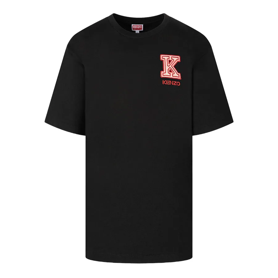 Áo Phông Nam Kenzo Black With Logo Patch Embroidered FD65TS1314SY 99J Tshirt Màu Đen