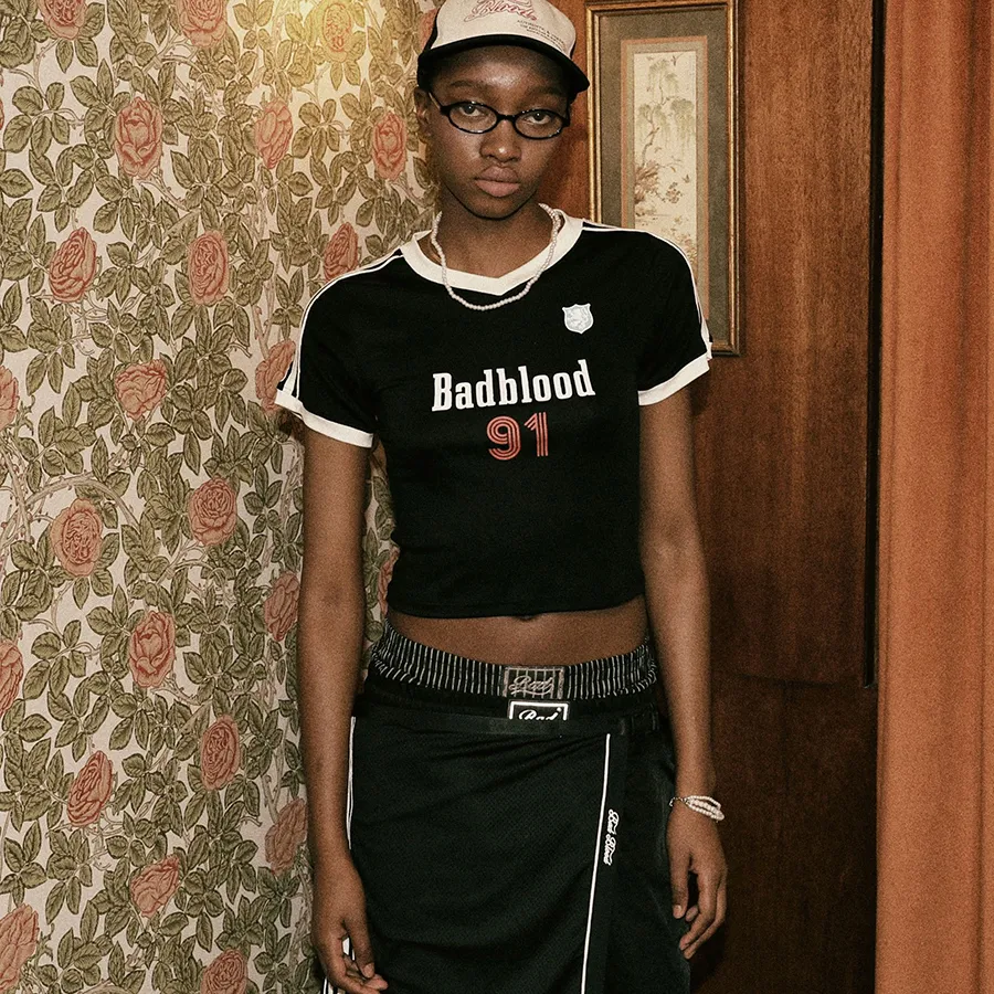【BADBLOOD】91 V-Neck Jersey T-Shirt ★男女共用★ BADBLOOD】91 V-Neck Jersey T-Shirt ☆男女共用☆
