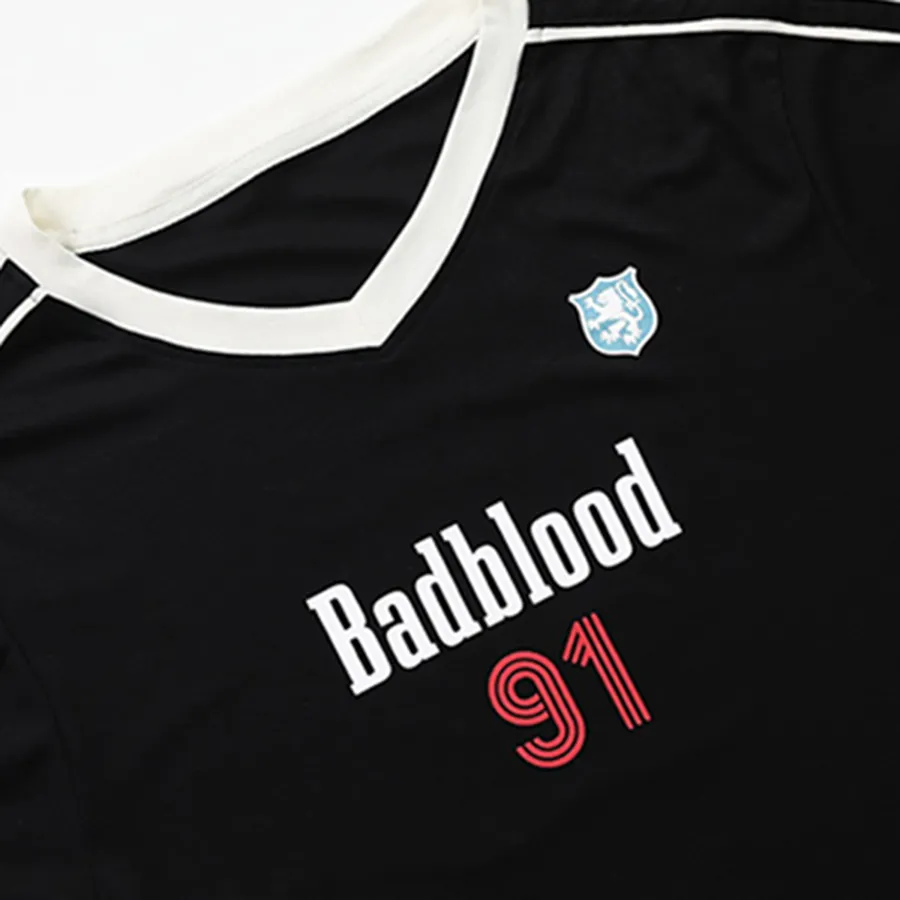 【BADBLOOD】91 V-Neck Jersey T-Shirt ★男女共用★ Pre-Order] 91 V-Neck Jersey T-Shirt - Black – BADBLOOD TAIWAN