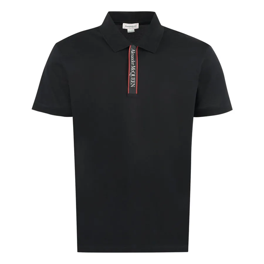Thời trang Anh - Áo Polo Nam Alexander McQueen Cotton Pique Polo Shirt 642660 Màu Đen Size M - Vua Hàng Hiệu
