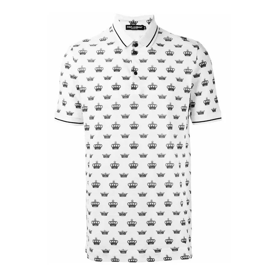 Dolce & Gabbana Áo Polo - Áo Polo Nam Dolce & Gabbana D&G Crown Polo Shirt G8GH1T Màu Trắng Họa Tiết Size 44 - Vua Hàng Hiệu