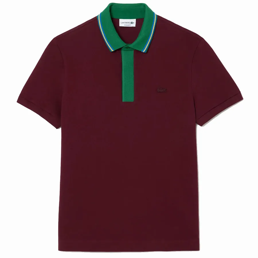 Thời trang Nam Áo Polo - Áo Polo Nam Lacoste Shirt For Men Smart Paris Color Block Collar PH1125 YUP Màu Đỏ Đô Size 3 - Vua Hàng Hiệu