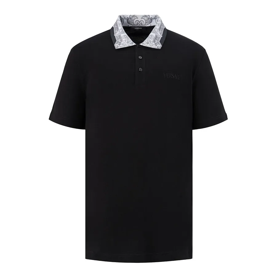 Versace - Áo Polo Nam Versace Logo Embroidered Pattern Polo Shirt 1012260 Màu Đen Size S - Vua Hàng Hiệu