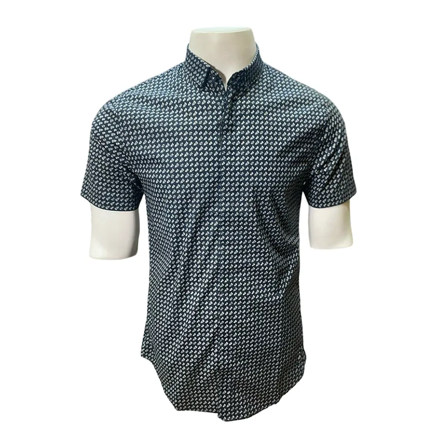 Armani Exchange - Áo Sơ Mi Cộc Tay Nam Armani Exchange All-Over Shirt 6LZC25 ZNEAZ - GC03 Màu Xanh Đen Size XS - Vua Hàng Hiệu