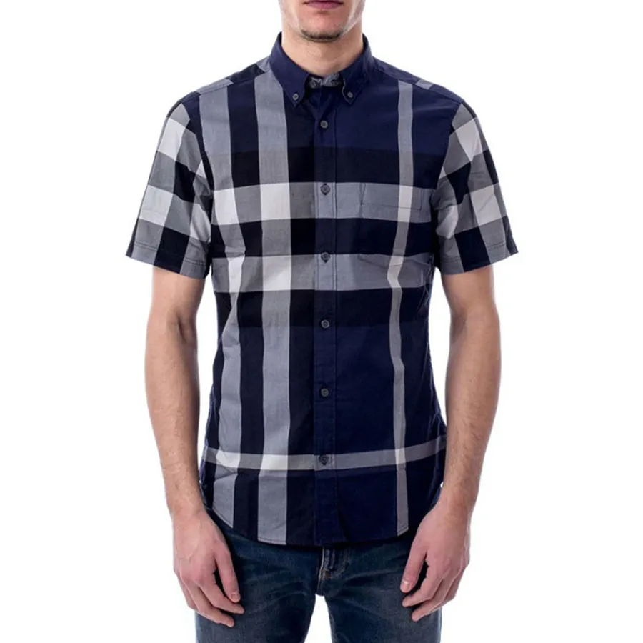 Thời trang Burberry - Áo Sơ Mi Nam Burberry Short Sleeve Check Shirt 3891227 Kẻ Xanh Navy Size XS - Vua Hàng Hiệu