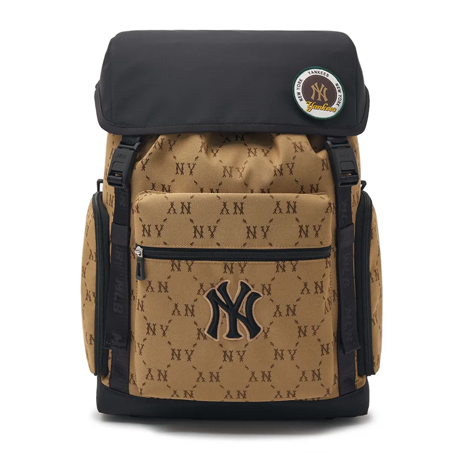 Túi xách MLB - Balo MLB Premium Outdoor Backpack New York Yankees 7ABKRM14N-50BGS Màu Nâu/Đen - Vua Hàng Hiệu