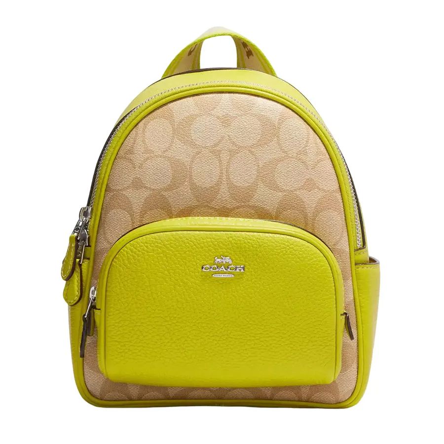 Balo Nữ Coach Mini Court Backpack In Signature Canvas CJ594 Màu Be Vàng