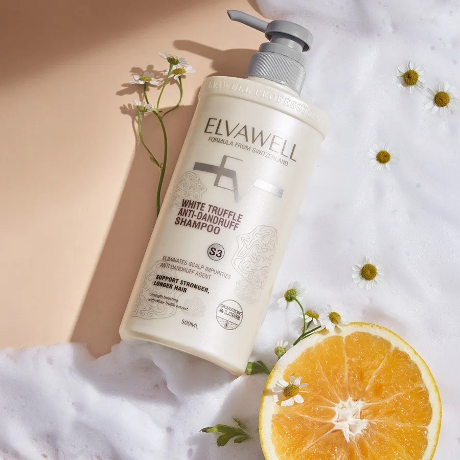 Cặp Dầu Gội Giảm Gàu Siêu Suôn Mượt Elvawell White Truffle Anti-dandruff  (500ml+500ml) | Vua Hàng Hiệu