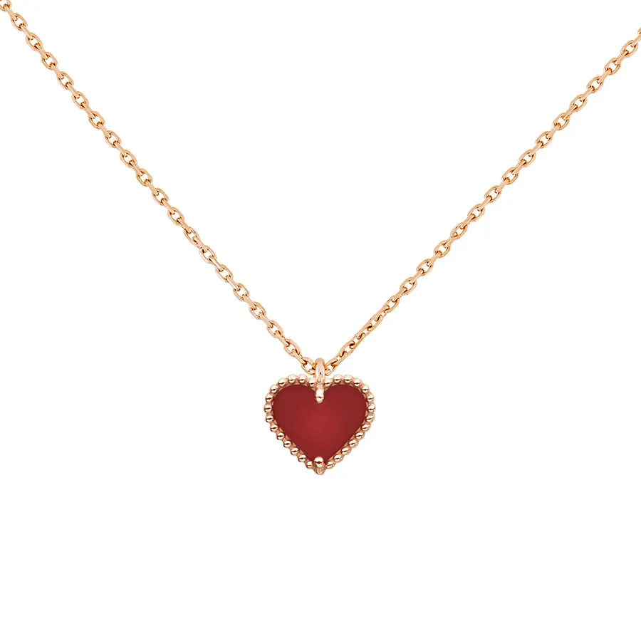 Trang sức - Dây Chuyền Van Cleef & Arpels Sweet Hearts Pendant 18K Rose Gold, Carnelian VCARN59N00 Màu Vàng Hồng - Vua Hàng Hiệu