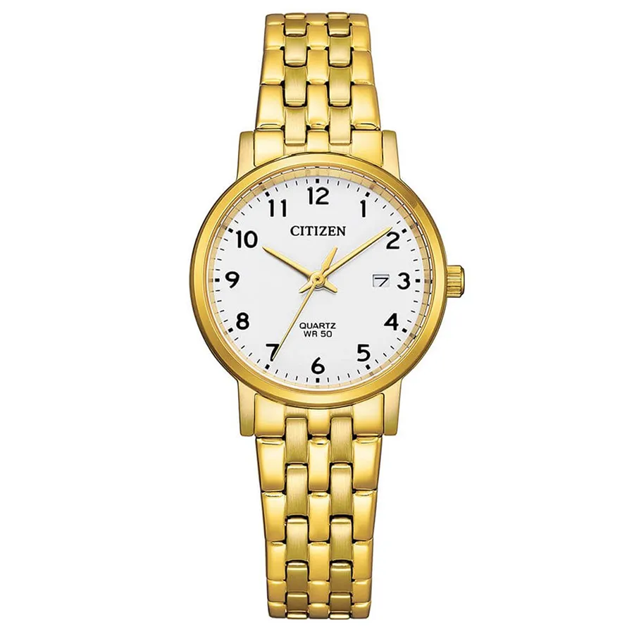 Đồng hồ Máy Quartz (Pin) - Đồng Hồ Nữ Citizen Classic Gold Tone Quartz Ladies Watch EU6093-56A Màu Vàng Trắng - Vua Hàng Hiệu