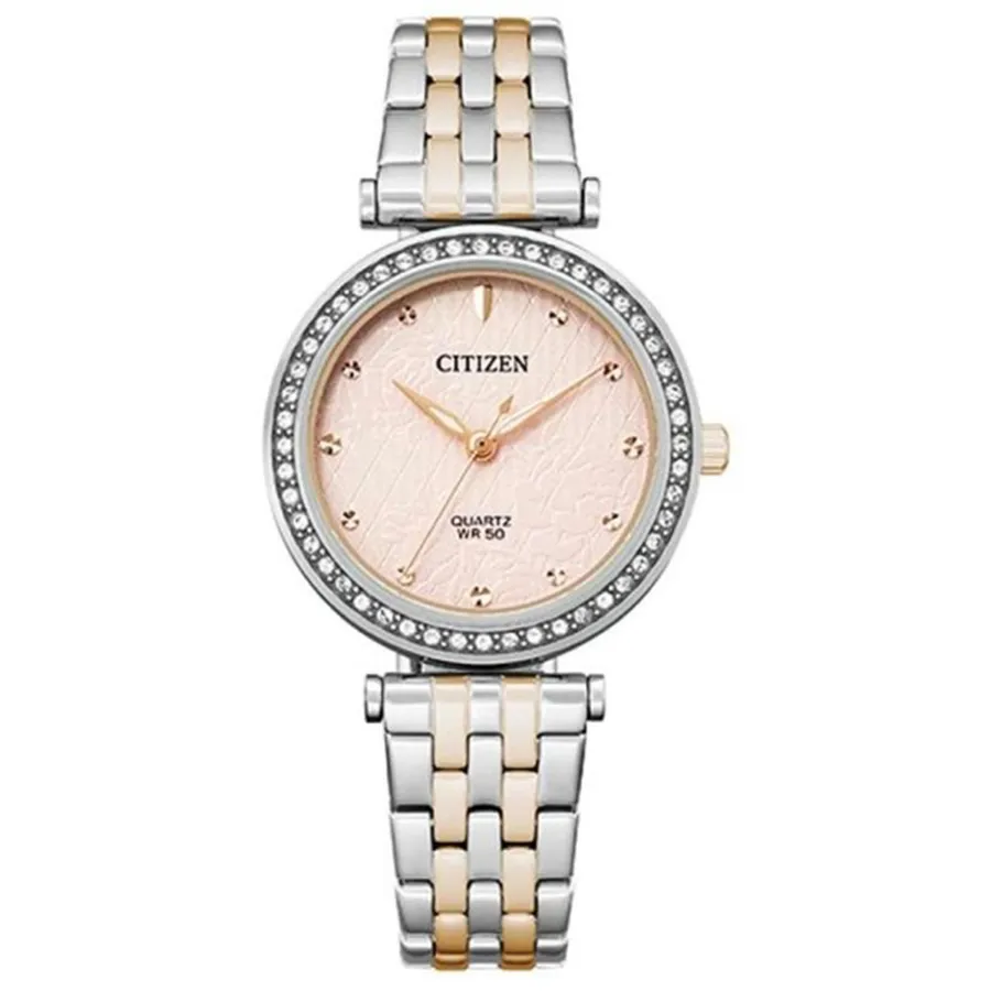 Đồng hồ Máy Quartz (Pin) - Đồng Hồ Nữ Citizen Quartz Crystal Pink Dial Ladies Watch ER0218-53X Màu Bạc Hồng - Vua Hàng Hiệu