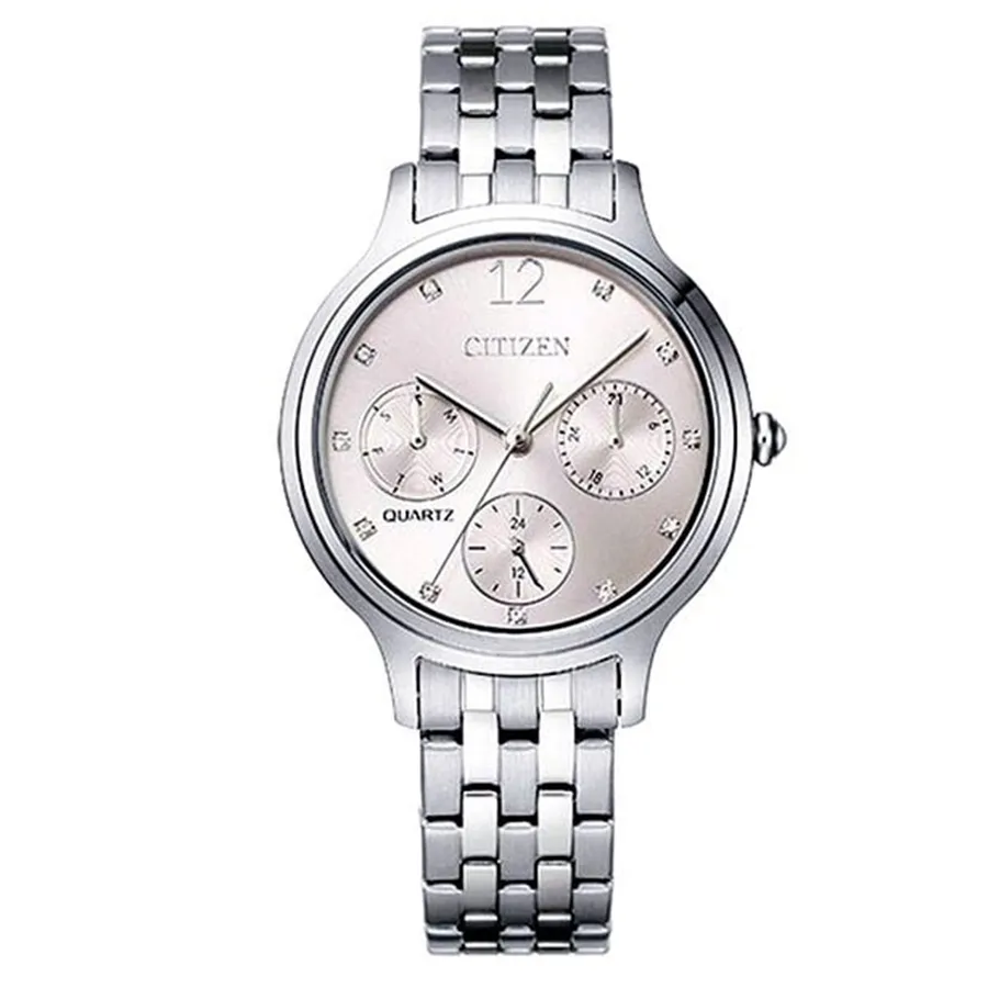 Đồng hồ Máy Quartz (Pin) - Đồng Hồ Nữ Citizen Quartz Women Watch ED8180-52X Màu Bạc Hồng - Vua Hàng Hiệu