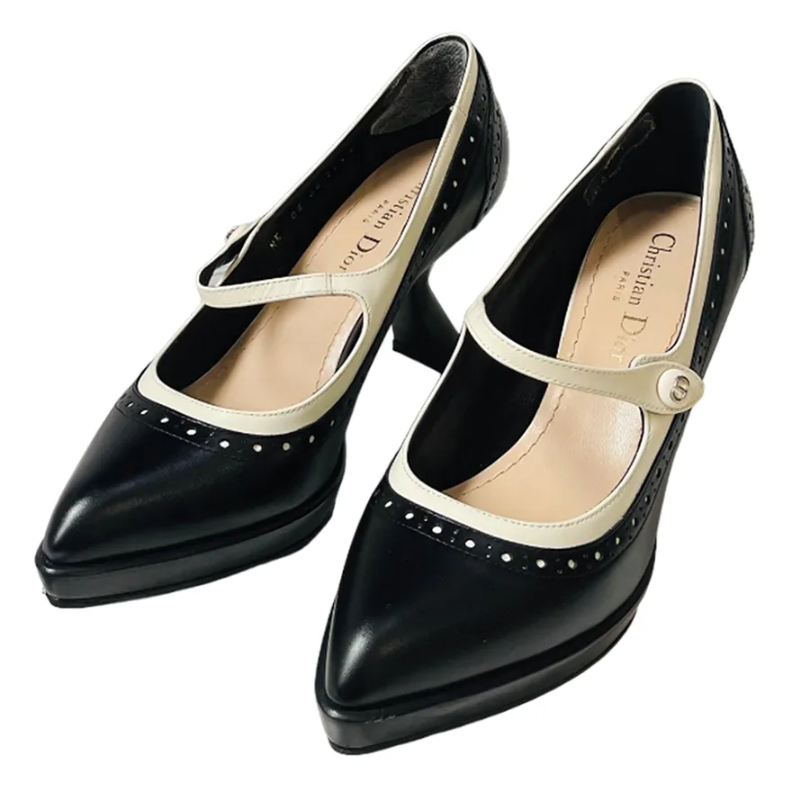Giày Giày cao gót - Giày Cao Gót Nữ Dior Pump Black And White Perforated Calfskin Màu Đen Size 36.5 - Vua Hàng Hiệu