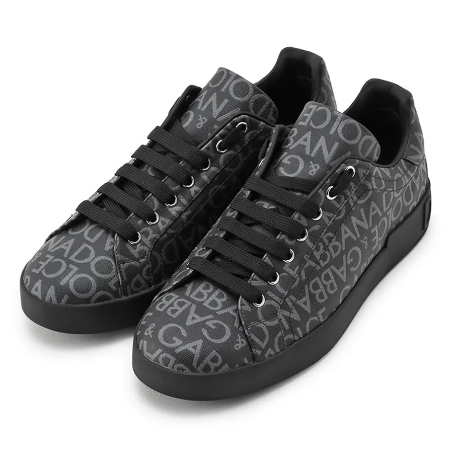 Giày Nam - Giày Sneaker Nam Dolce & Gabbana D&G Leather Logo Màu Đen Size 40 - Vua Hàng Hiệu