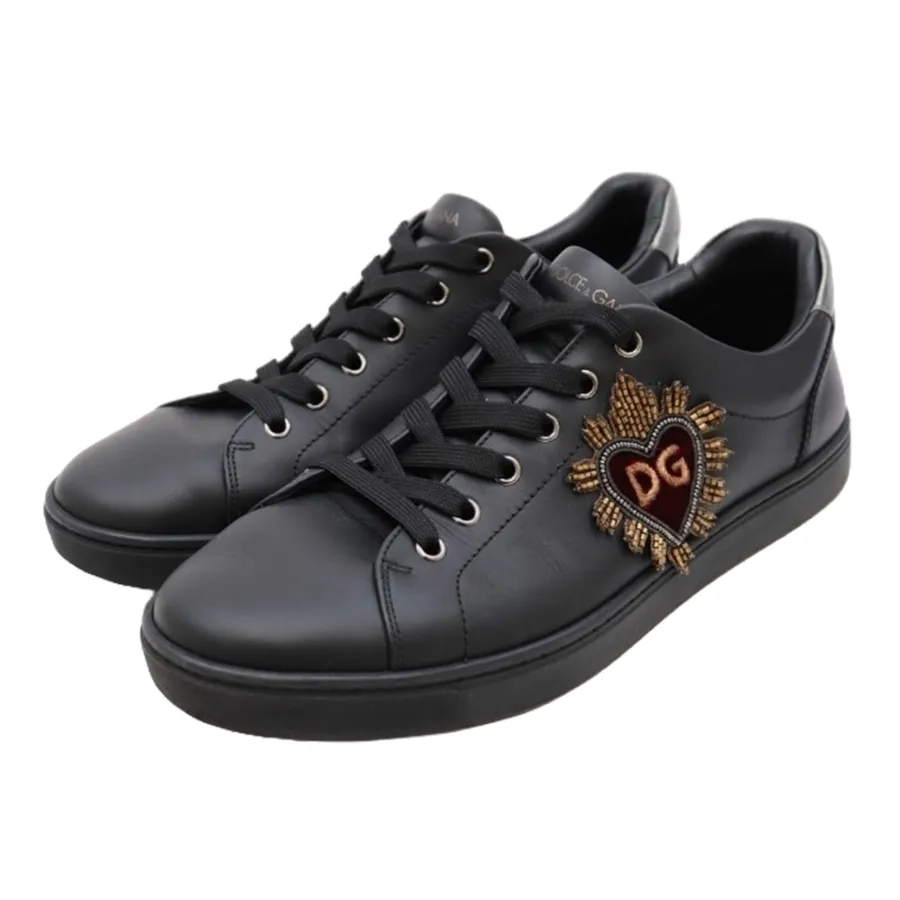 Giày Sneaker Nam Dolce & Gabbana D&G Leather Logo Sneakers Màu Đen Size 39