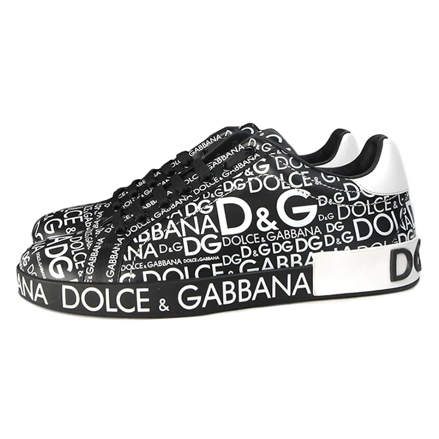Giày Sneaker Nam Dolce & Gabbana D&G Logo Print CS1562 Màu Đen Họa Tiết Size 6