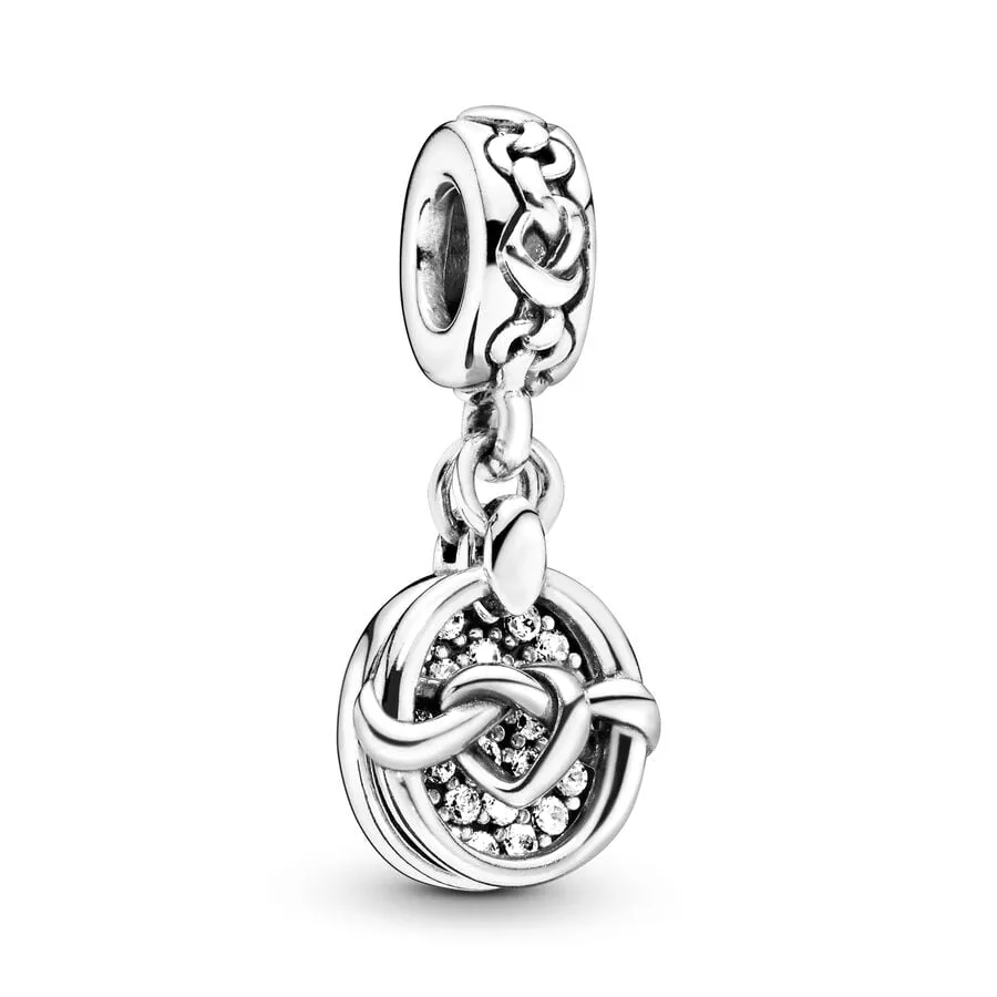 Hạt Vòng Charm Pandora Knotted Hearts Silver Dangle 798095CZ Màu Bạc