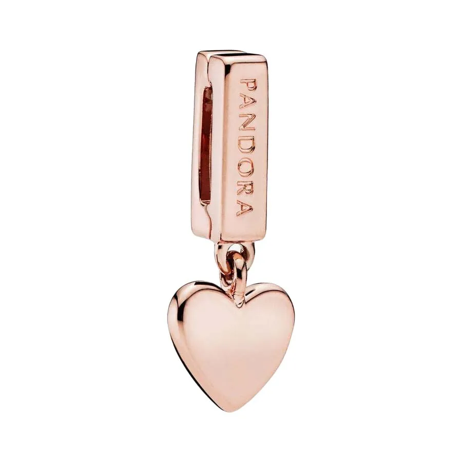 Trang sức Pandora - Hạt Vòng Charm Pandora Reflexions Dangling Heart Clip Charm In 14k Rose Gold-Plated 787643 Màu Vàng Hồng - Vua Hàng Hiệu