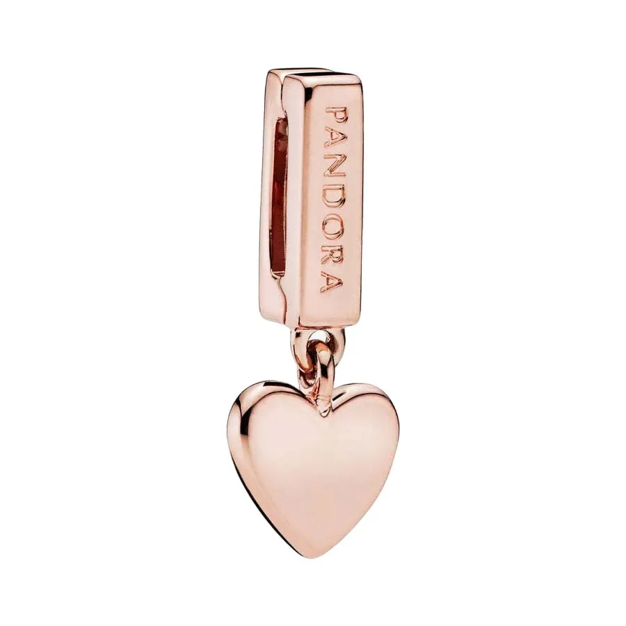 Pandora - Hạt Vòng Charm Pandora Reflexions Dangling Heart Clip Charm In 14k Rose Gold-Plated 787643 Màu Vàng Hồng - Vua Hàng Hiệu