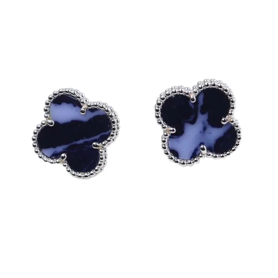 Van Cleef & Arpels - Khuyên Tai Nữ Van Cleef & Arpels Vintage Alhambra Blue Earrings Màu Xanh Navy (Chế Tác) - Vua Hàng Hiệu