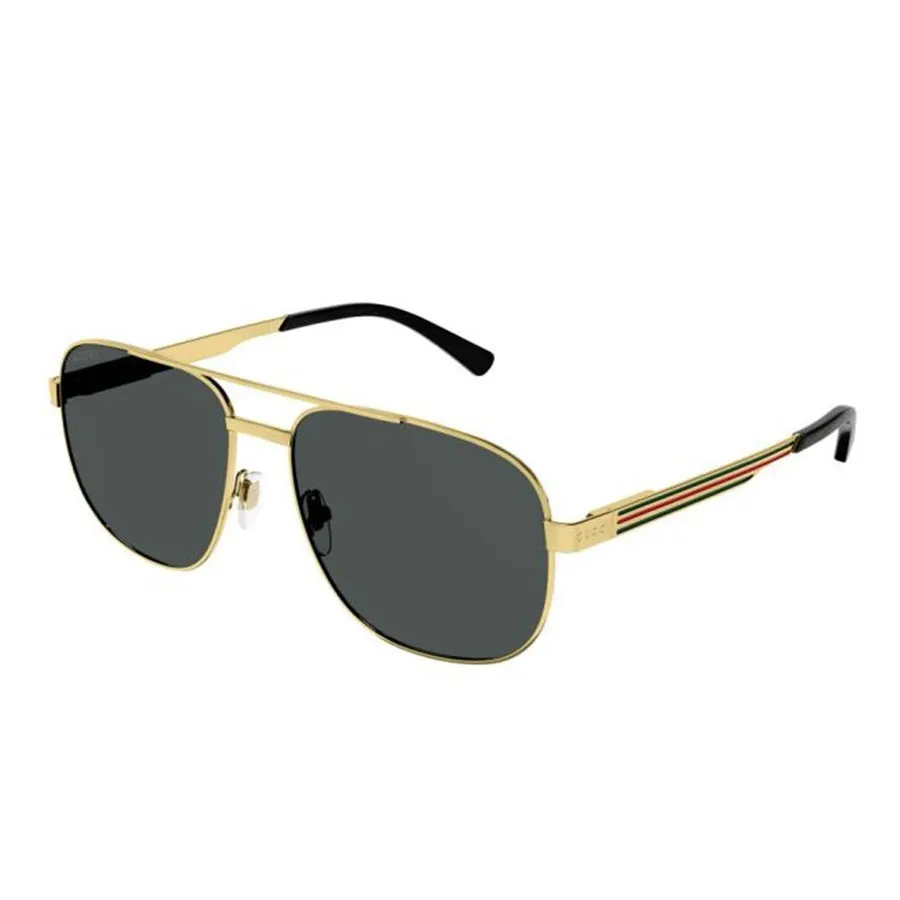 Kính mắt Gucci - Kính Mát Gucci Sunglasses GG1223S 002 Màu Xám/Vàng - Vua Hàng Hiệu