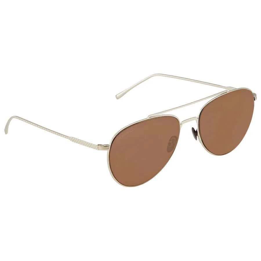 Kính mắt Nam - Kính Mát Nam Lacoste Grey - Brown Aviator Men Sunglasses L195S 028 56 Màu Nâu Vàng - Vua Hàng Hiệu