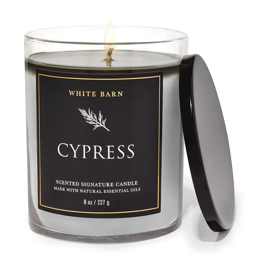Nến thơm - Nến Thơm 1 Bấc Bath & Body Works White Barn Cypress Signature Single Wick Candle 227g - Vua Hàng Hiệu