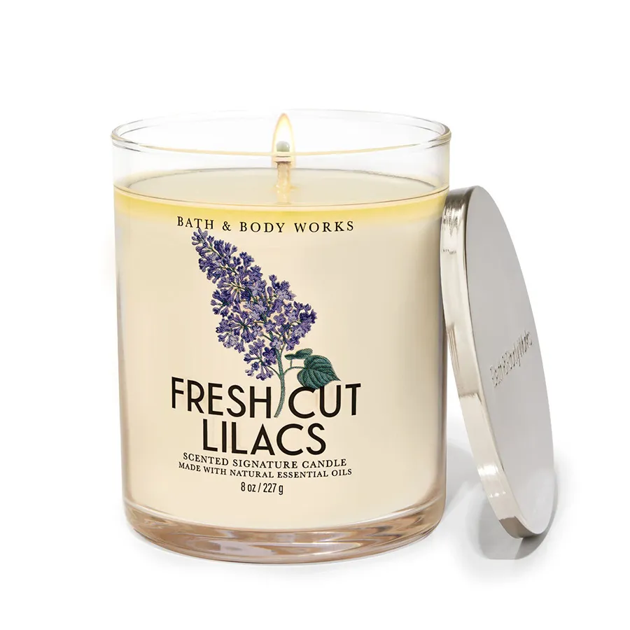 Bath & Body Works - Nến Thơm Bath & Body Works Fresh Cut Lilacs Single Wick Candle 227g - Vua Hàng Hiệu