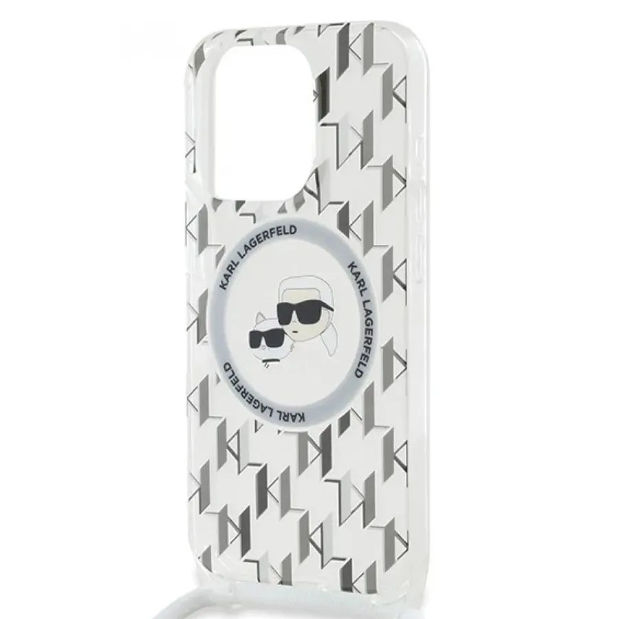 Phụ Kiện Công Nghệ Karl Lagerfeld Ốp lưng Điện thoại - Ốp Điện Thoại Karl Lagerfeld IML Monogram & Choupette Head Case For Iphone 15 Pro Max Màu Trắng - Vua Hàng Hiệu