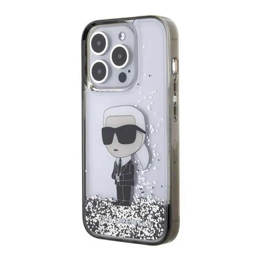 Karl Lagerfeld - Ốp Điện Thoại Karl Lagerfeld Liquid Glitter Case Ikonik Karl Logo iPhone 15 Pro Max Màu Trắng - Vua Hàng Hiệu