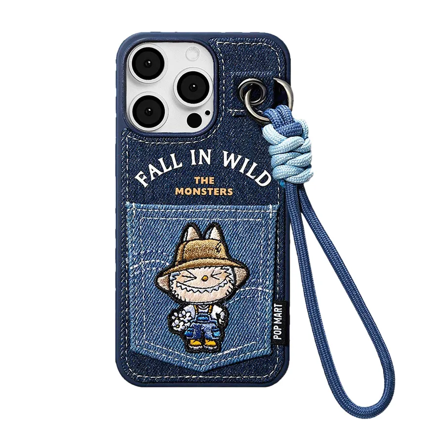 Ốp Điện Thoại Pop Mart The Monsters Fall In Wild Series-Lanyard Phone Case iPhone 15 Pro Max Màu Xanh Navy