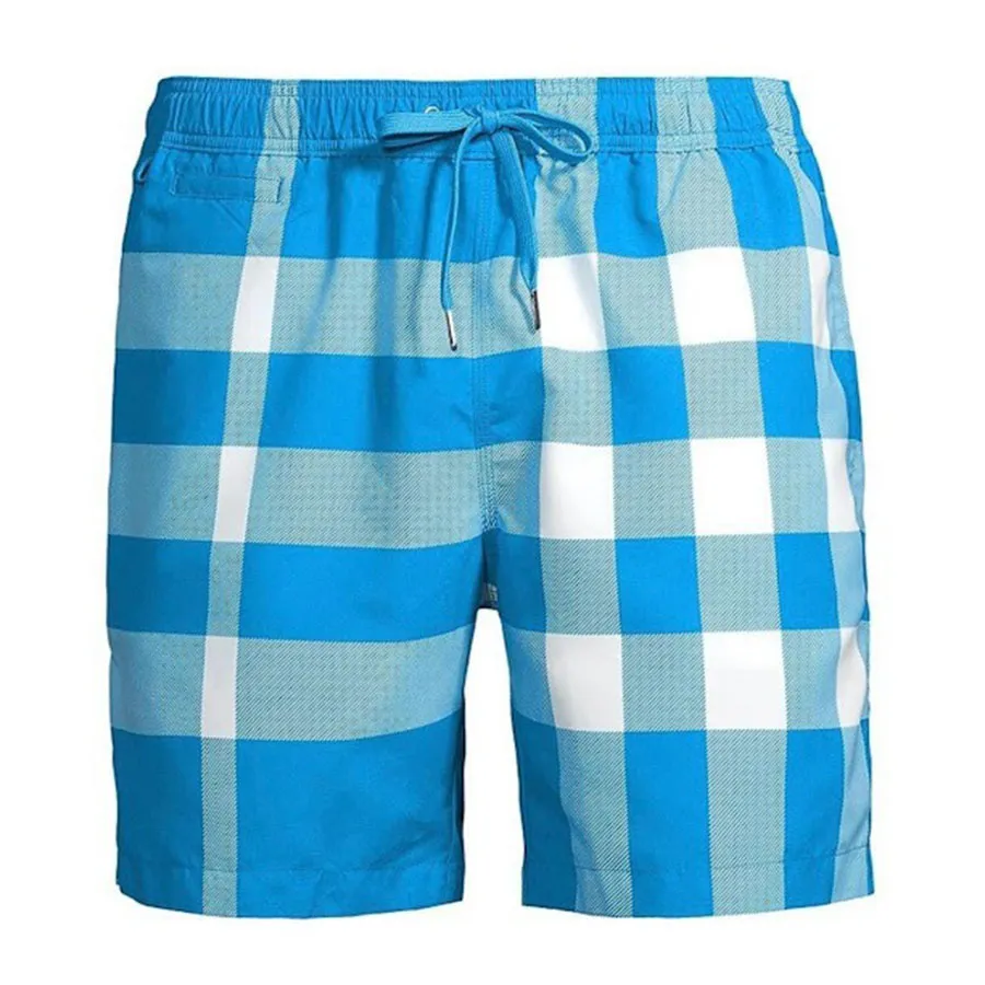 Thời trang Burberry Xanh Blue - Quần Short Nam Burberry Checked Shorts 8066242 Màu Xanh Blue Size S - Vua Hàng Hiệu