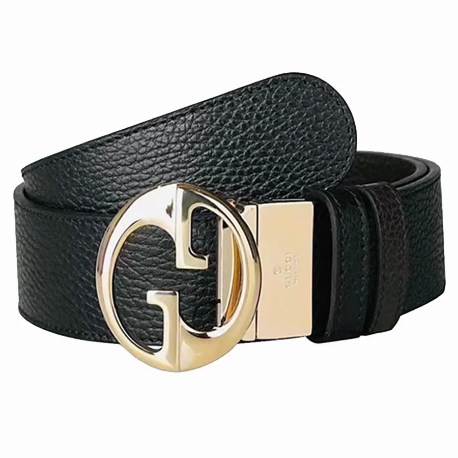 Thắt lưng - Thắt Lưng Nam Gucci Cowhide Double G Buckle Belt 525040 Màu Đen Size 90 - Vua Hàng Hiệu
