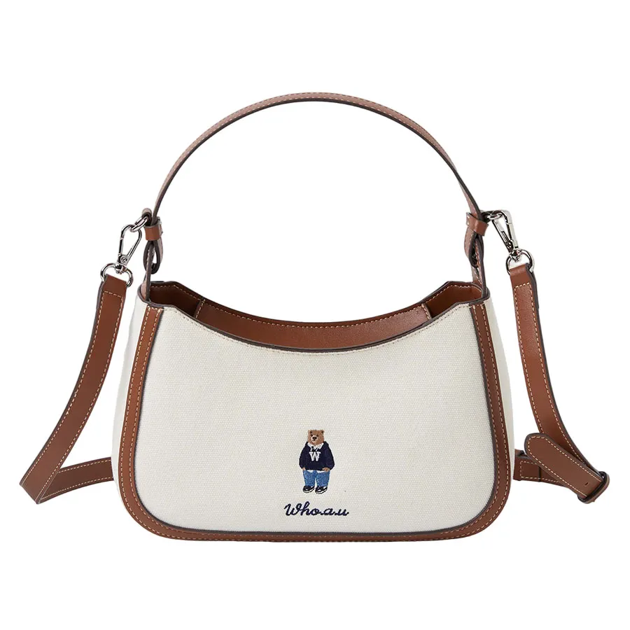 Túi xách - Túi Đeo Chéo Nữ WHOAU Steve Mini Canvas Hobobag WHBGE3813A Màu Trắng - Vua Hàng Hiệu