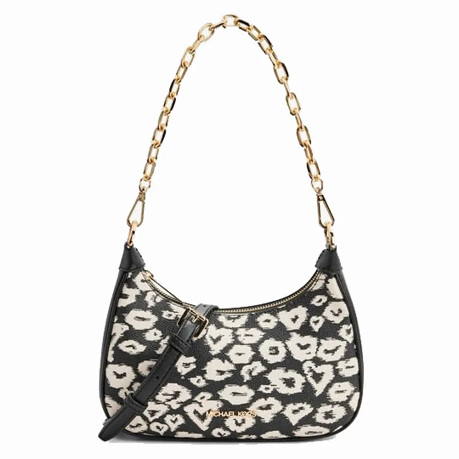 Michael Kors - Túi Đeo Vai Nữ Michael Kors MK Cora Medium Graphic Animal Print Shoulder Bag 35R4G4CU6I Màu Đen Trắng - Vua Hàng Hiệu