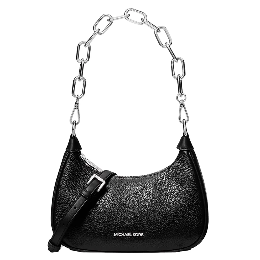 Michael Kors - Túi Đeo Vai Nữ Michael Kors MK Cora Medium Pebbled Leather Shoulder Bag 35F3S4CU6L Màu Đen - Vua Hàng Hiệu