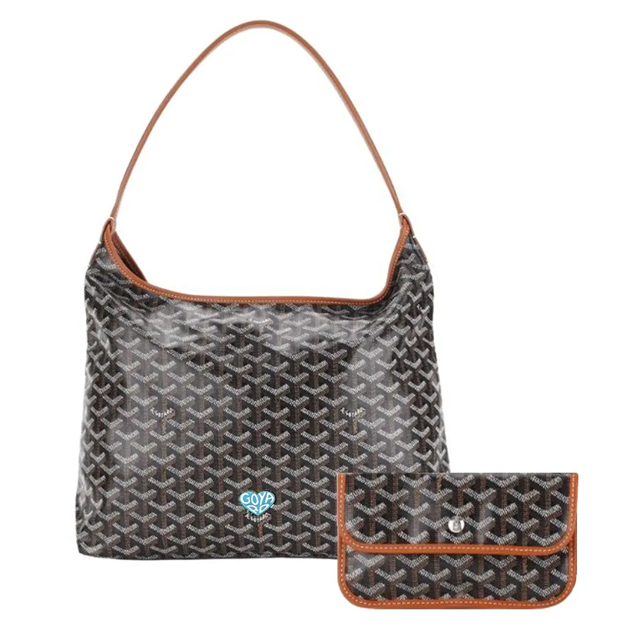 Goyard Nữ - Túi Tote Nữ Goyard Bohemme Tan With Blue Heart Màu Nâu Đen (Kèm Túi Nhỏ) - Vua Hàng Hiệu