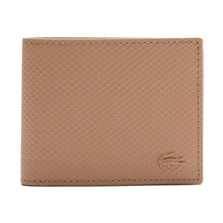 Túi xách Nam Ví - Ví Nam Lacoste Chantaco Pique Leather 3 Card Walle NH2824CE J07 Màu Nâu Sữa - Vua Hàng Hiệu