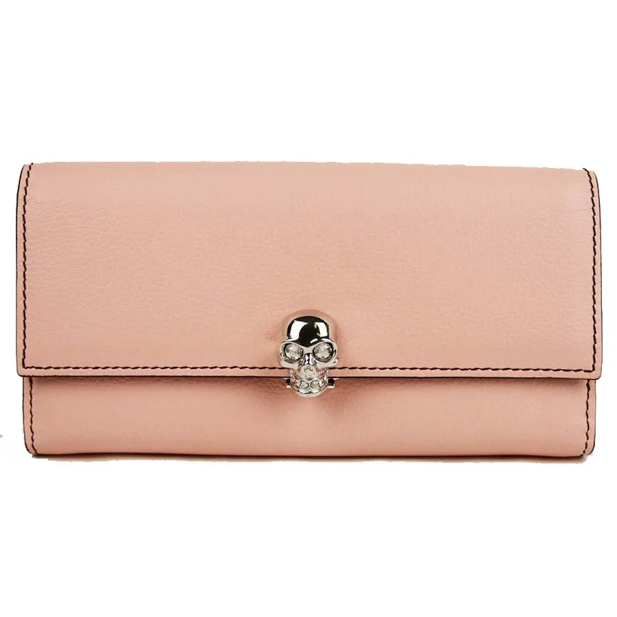 Túi xách - Ví Nữ Alexander Mcqueen Pink Leather Continental Trifold Wallet 554191 5501 Màu Hồng Nhạt - Vua Hàng Hiệu