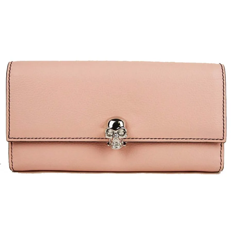 Alexander Mcqueen Da cao cấp - Ví Nữ Alexander Mcqueen Pink Leather Continental Trifold Wallet 554191 5501 Màu Hồng Nhạt - Vua Hàng Hiệu