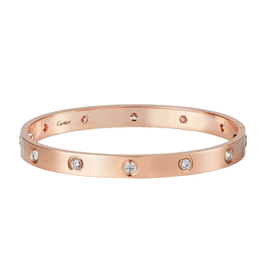 Vòng Đeo Tay Cartier Love Bracelet 10 Diamonds Màu Vàng Hồng (Chế Tác)