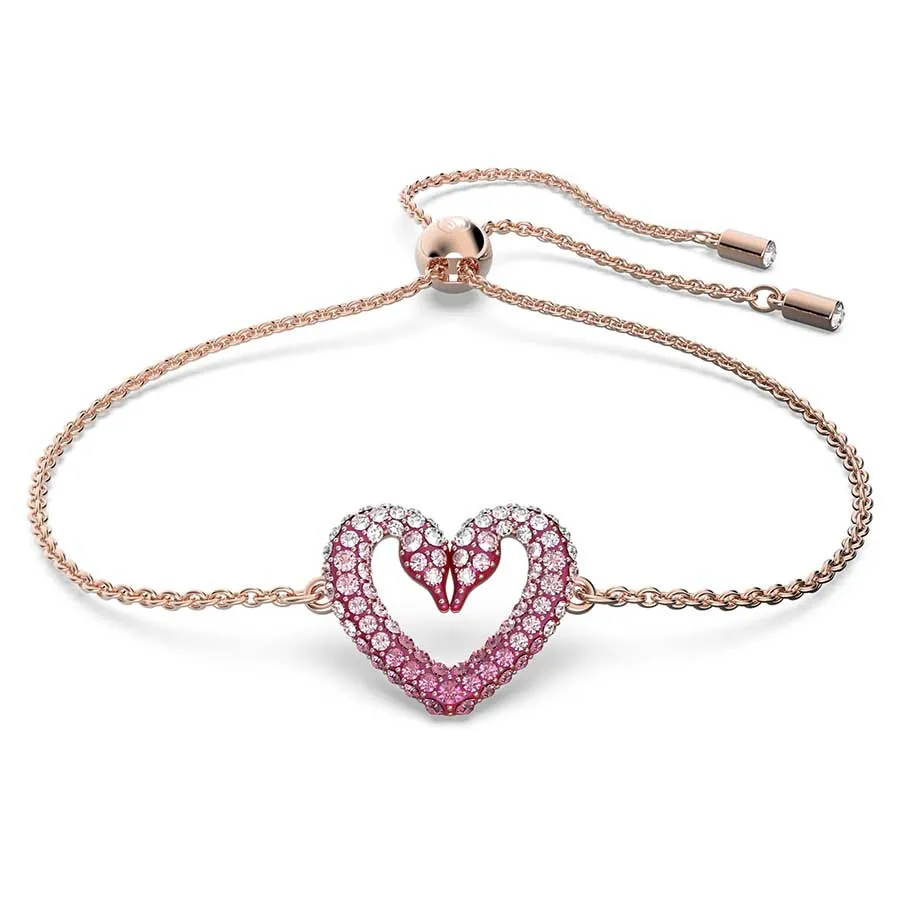Trang sức - Vòng Đeo Tay Nữ Swarovski Sublima bracelet Heart, Small, Pink, Rose Gold-tone Plated 5640300 Màu Vàng Hồng - Vua Hàng Hiệu
