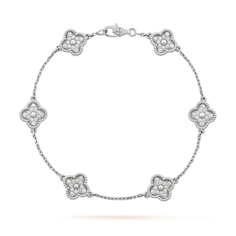 Trang sức Vòng đeo tay - Vòng Đeo Tay Nữ Van Cleef & Arpels Sweet Alhambra 6 Motifs Bracelet Màu Vàng Trắng (Chế Tác) - Vua Hàng Hiệu