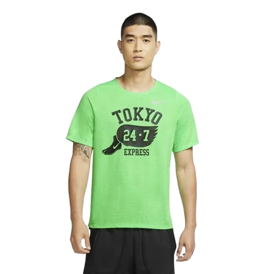Áo Thun Nam Nike Running Men's Short Sleeve T-Shirt DA1489-300 Màu Xanh Lá Size S