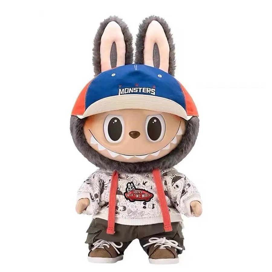 Búp Bê Pop Mart Labubu x Vans Off The Wall Màu Xám